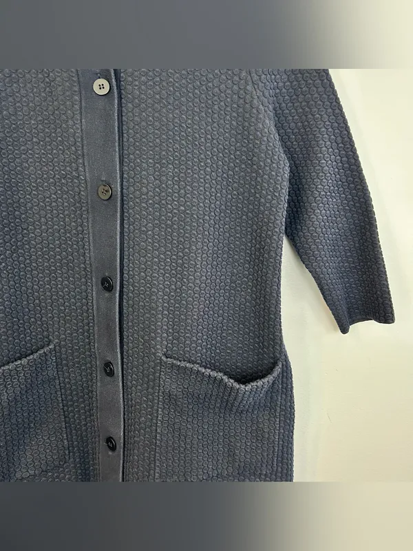 COS Textured Oversized Button Front Swing Navy Blue Large Cardigan Sweater Small - Image 5