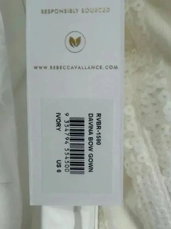 Rebecca Vallance Davina Bow Wedding Gown Ivory Mermaid Sequin Dress Sz 6 NWT - Image 15