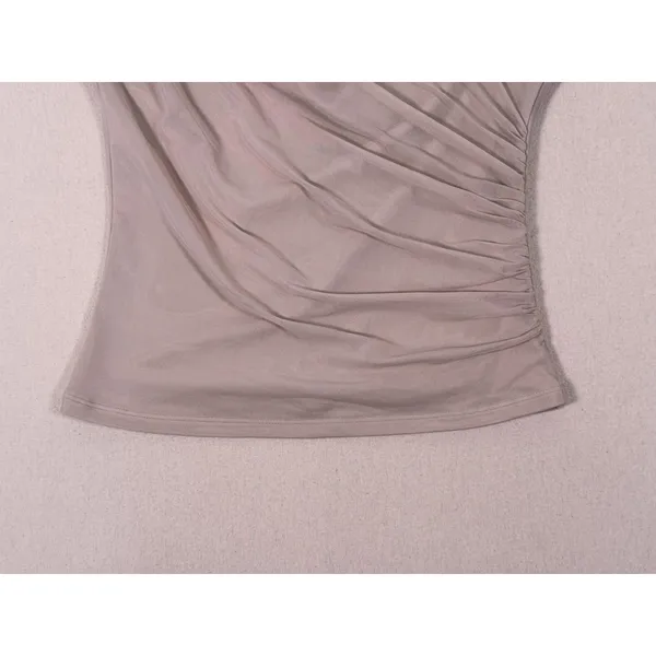 Abercrombie & Fitch Sheer Mesh Draped Tank Top Size S Beige Ruched Going Out - Image 10