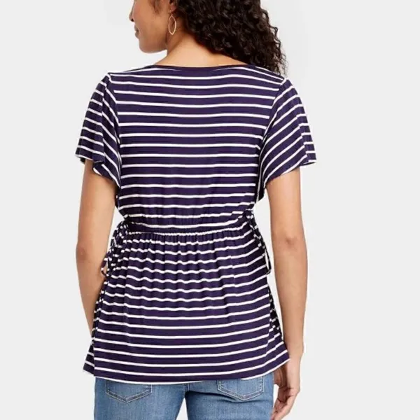ISABEL MATERNITY Women's Flutter Short Sleeve Tie-Waist Maternity Top, XS - Image 2