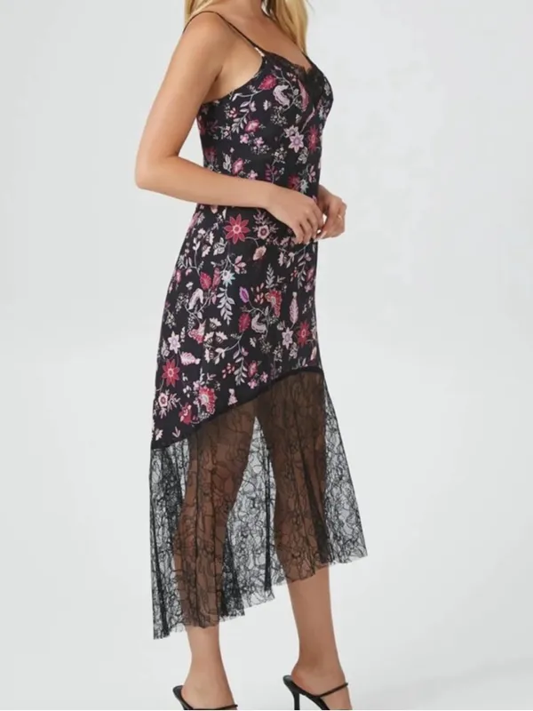 Y2K Lace Floral Maxi Dress Dark Romance Small WhimsyGoth Fairy Grunge NWOT - Image 3