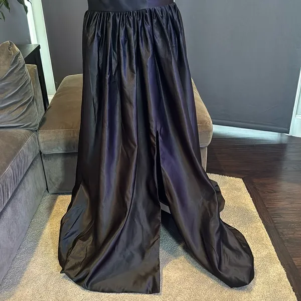 Women’s Black Satin One Shoulder Prom Party Formal Dress with Leg Slit Size 16 - Image 4