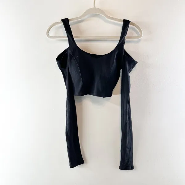 Alo Yoga Ribbed Cropped Butterfly Long Sleeve Tee Black Small - Image 4