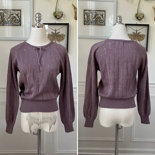 Vintage 70s Foxmoor Mauve Purple Sweater XS - Image 2