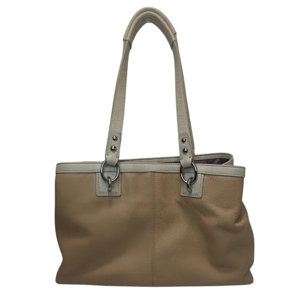 Vintage cream and white Coach shoulder bag #19044 - Image 2