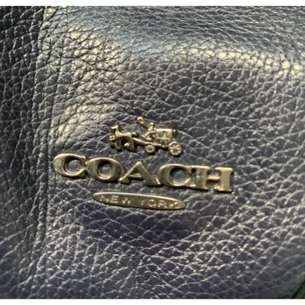 Coach Mickey Navy Blue Pebbled Leather Drawstring Bucket Bag Crossbody Classic - Image 11