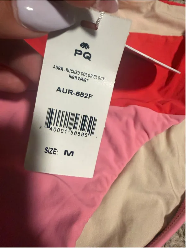 NWT Pilyq PQ Aura Shirred High Waisted Colorblock Bikini Bottoms- Size Medium - Image 5
