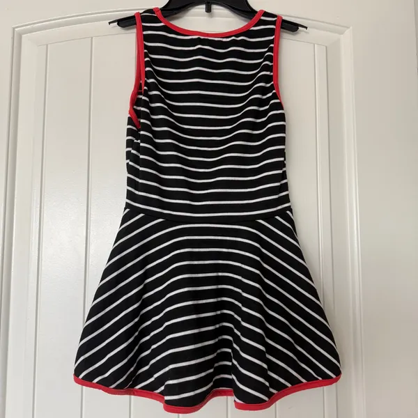 Y2K Coquette Striped Peplum Top ❤️ Black White Red Trim Cutout Dollcore Size Small - Image 4