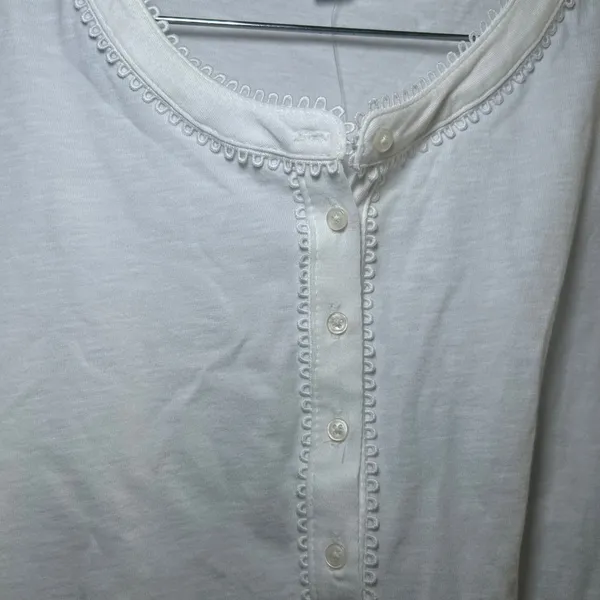 NWT J. Crew Smocked henley knit top white women's xl cottage coquette minimal - Image 3