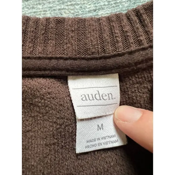 Auden Brown Teddy Cropped Fleece Crew Neck Sweater Medium - Image 3