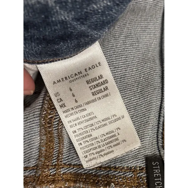 American Eagle Jeans Womens Size 6 Blue Cotton Stretch Hi Rise Artist - Image 4