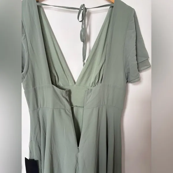 Lulus Promise Of Love Sage Brush Flutter Sleeve Maxi Dress Size XL Bridesmaid - Image 10
