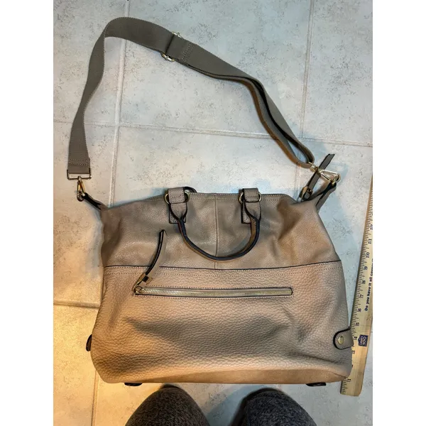 Moda Luxe Taupe Convertible Satchel Crossbody‎ Bag Gold Hardware - Image 9