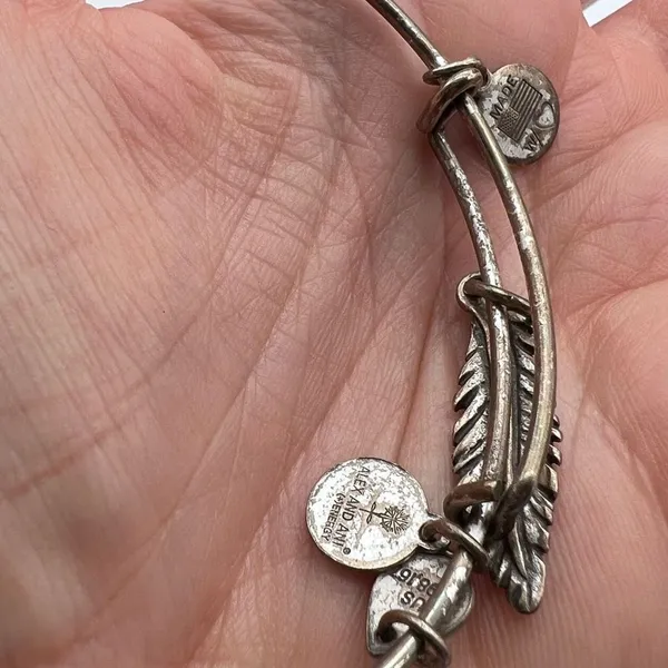 Alex and Ani Feather‎ Charm Bangle Bracelet Silver tone - Image 4