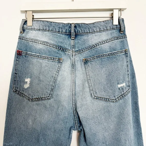 BDG Jeans Size 27 Blue High Rise Distressed Ripped Straight Raw Hem Grunge Indie - Image 6