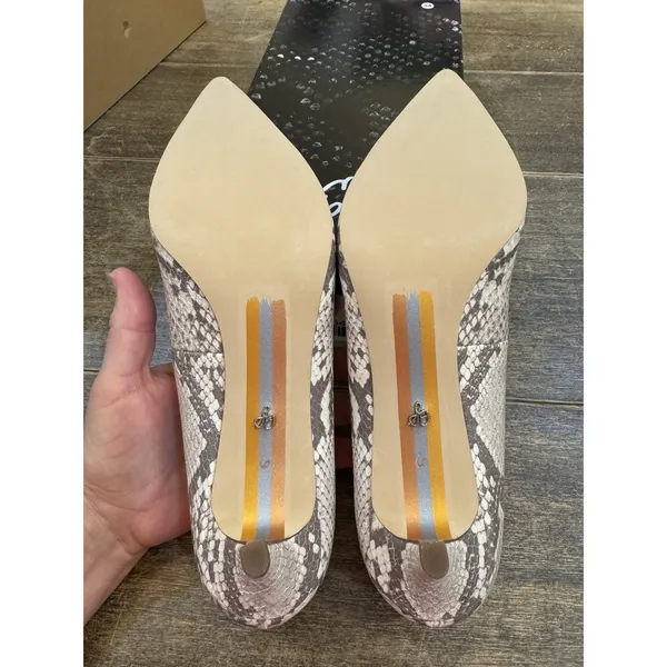 Sam Edelman Womens Dori Pumps US Size 6 Taupe Snake Print Leather NIB - Image 7