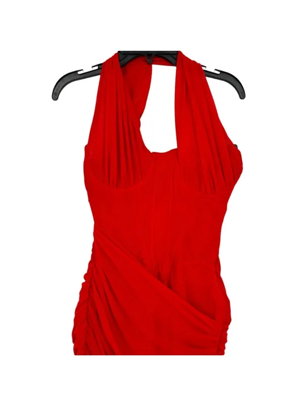 House Of CB Valentina Bodycon One Shoulder Glam Midi Dress Red Size XS NWOT - Image 5