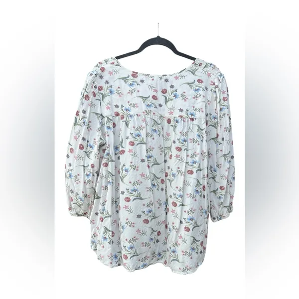 Falls Creek Women's XL‎ Floral Print V-Neck High Low Top 3/4 Sleeve CottageCore - Image 5