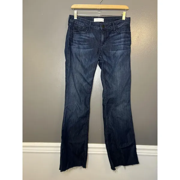 Habitual Jeans Womens 27 Dark Wash Bootcut Raw Hem Made In USA Stretch Denim - Image 2