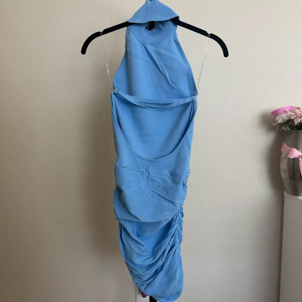 House of CB 'Anura' Soft Blue Knit Halter‎ Dress NWOT size L - Image 4