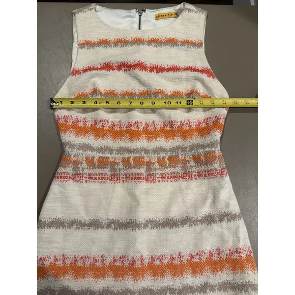 ALICE + OLIVIA Women's Ivory Orange Gray Textured Sleeveless Sheath Mini Dress 2 - Image 7