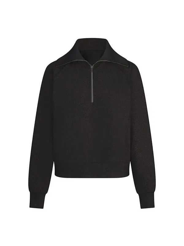 Spanx AirEssentials Half Zip with Shimmer Top-Black Gunmetal‎ - Image 6