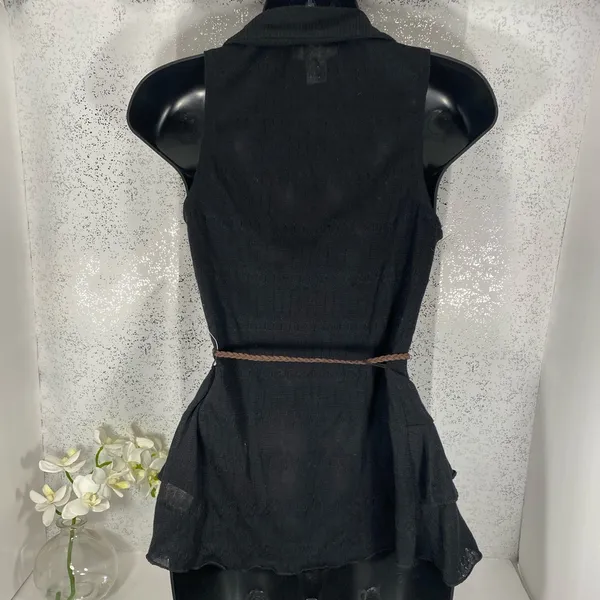 Belle du Jour Black Sweater Vest with Rope Belt - Image 10