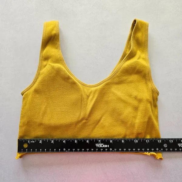 Ribbed Comfort Y2K Bra Top Wireless Pullover‎ Stretch Sleep Forever 21 Yellow M - Image 3