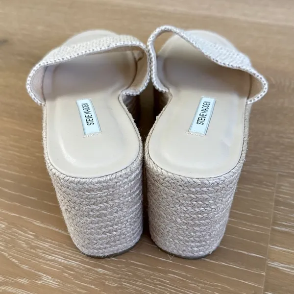 Steve Madden Raffia Slide Platform Sandals Trippy Size US 6 Cream Beige - Image 5