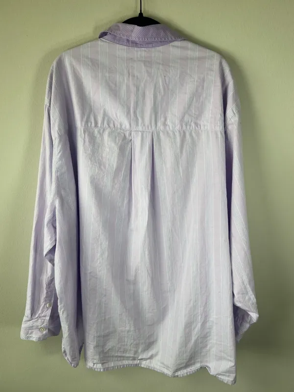 Aerie Good Day Button Down Shirt Lavender Striped Oversized Cotton Boyfriend XXL - Image 10