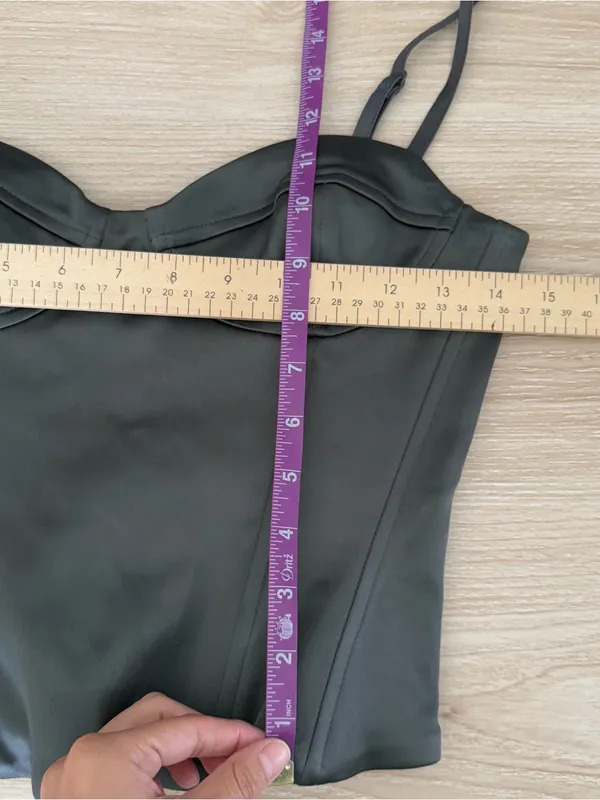 Aritzia TEN 4 Satin Bustier Corset Cami Top Coal Grey Sweetheart Minimal Party - Image 8