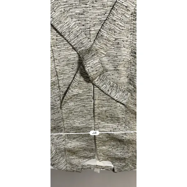White House Black Market Metallic Tweed Tie Waist Coat Gray Cream Size 14 - Image 7