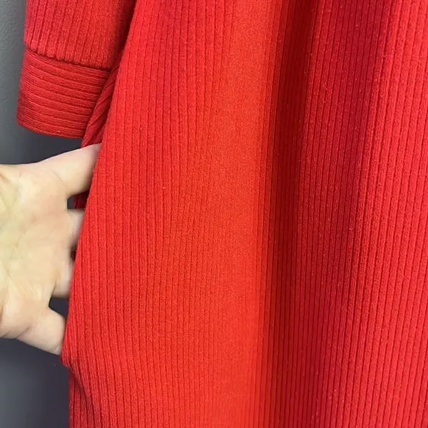 Vintage Vanity Fair Vibrant Red Full-Length Ribbed Wrap V-Neck Robe with Belt-Sm - Image 9