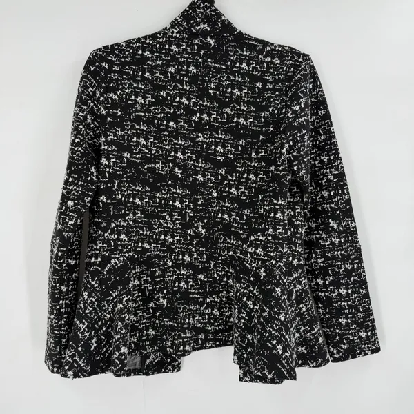 Sara Campbell Open Front Blazer Womens Small Black White‎ Peplum Careerwear Chic - Image 8