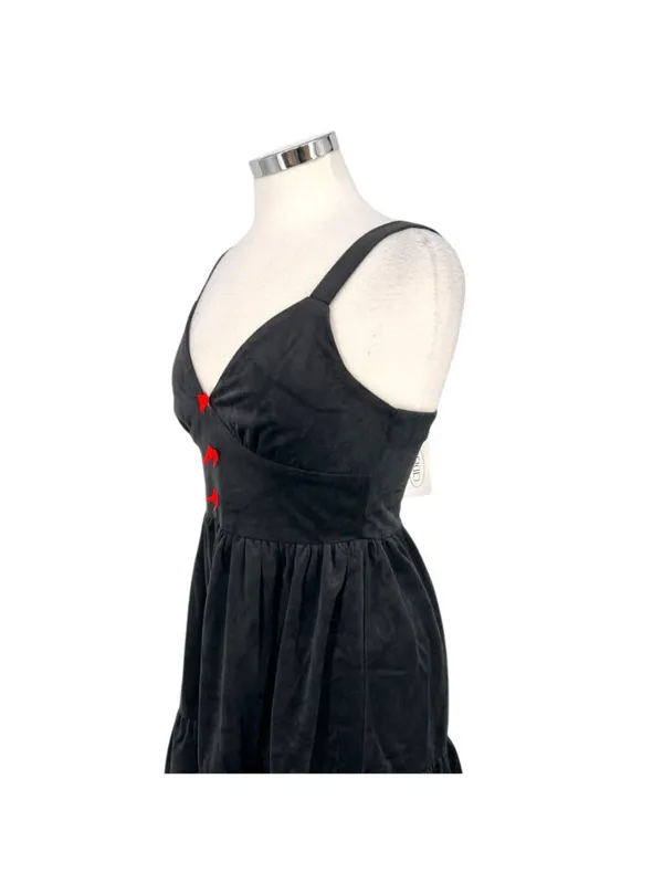 Cider Goth Coquette Red Bow Sweetheart Mini A-Line Dress Black Size Medium NWT - Image 3