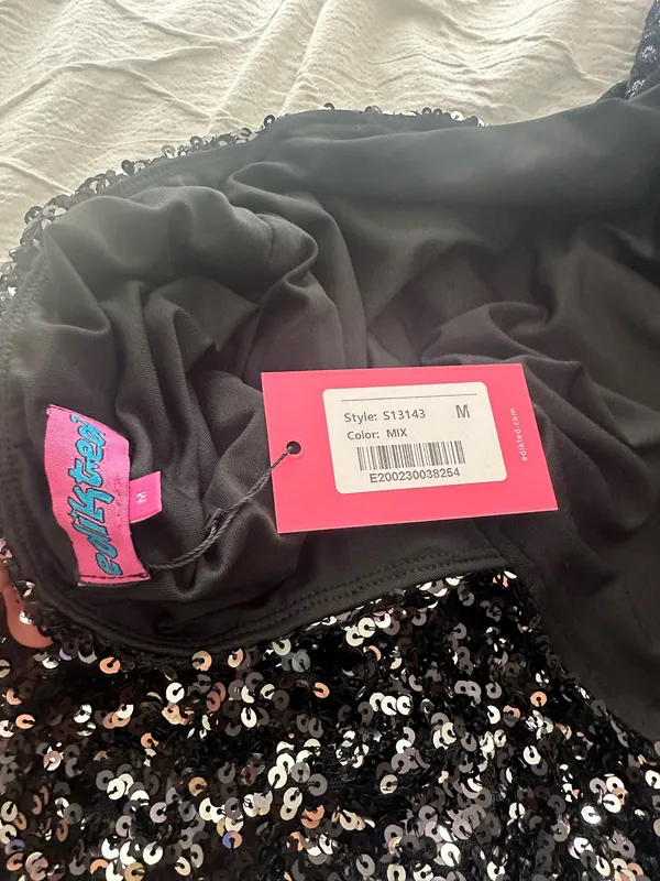 NWT Edikted Black Sequin Long Sleeve Dress - Image 3