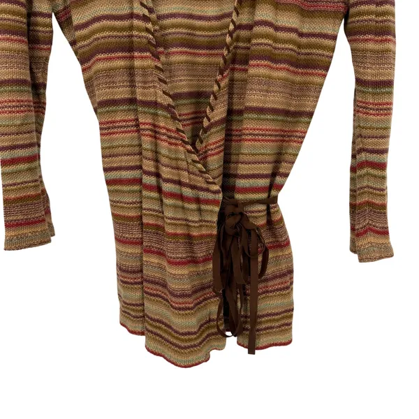 Lauren Ralph Lauren Wrap Cardigan Women Size M Multi-Color Striped Linen Blend - Image 4