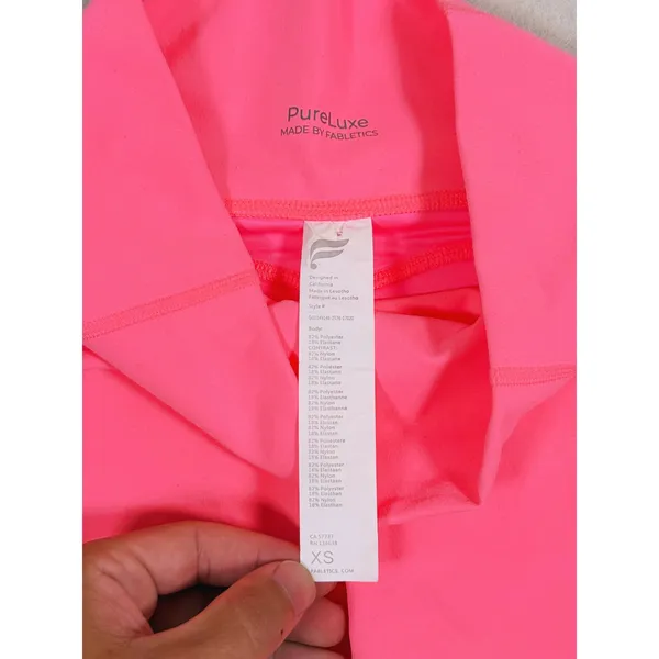 Fabletics 2 pc Workout SET Sports Bra & Biker Shorts XS Hot Pink Gym Athletic - Image 7