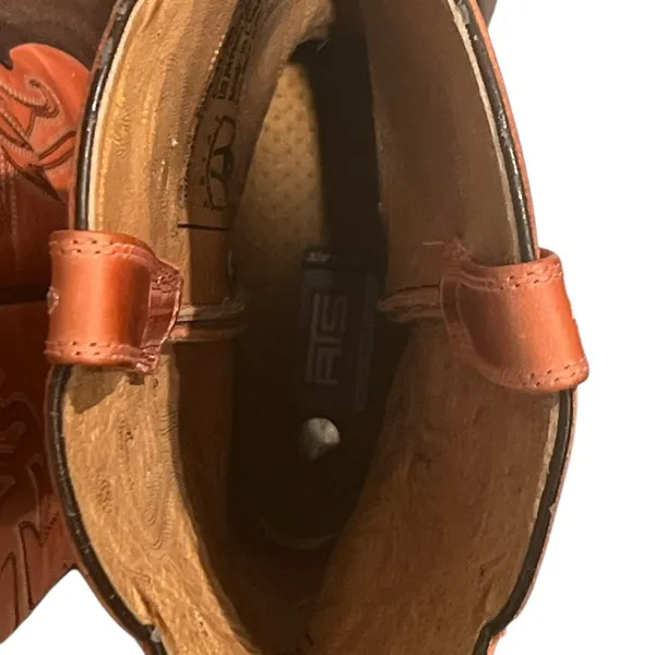 ARIAT Brown & Burnt Orange Leather Cowboy Boots Women’s Size 10 B Style #15821 - Image 9
