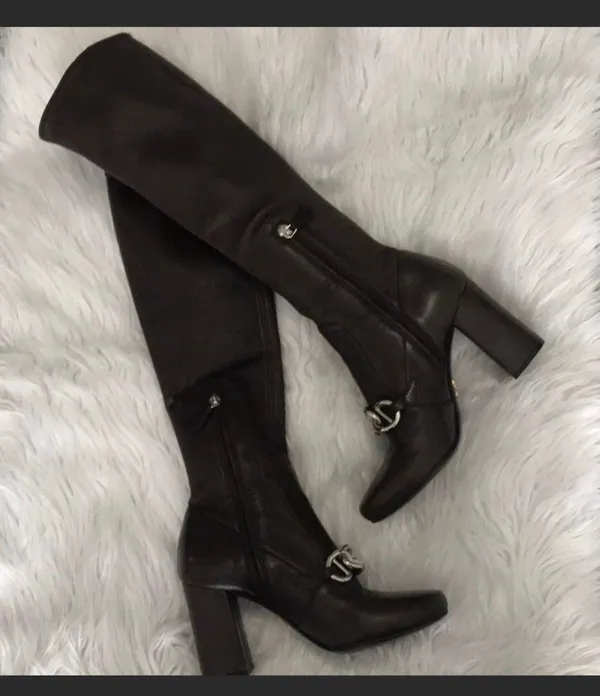 Prada Block Heel Leather Calf Boots - Image 6