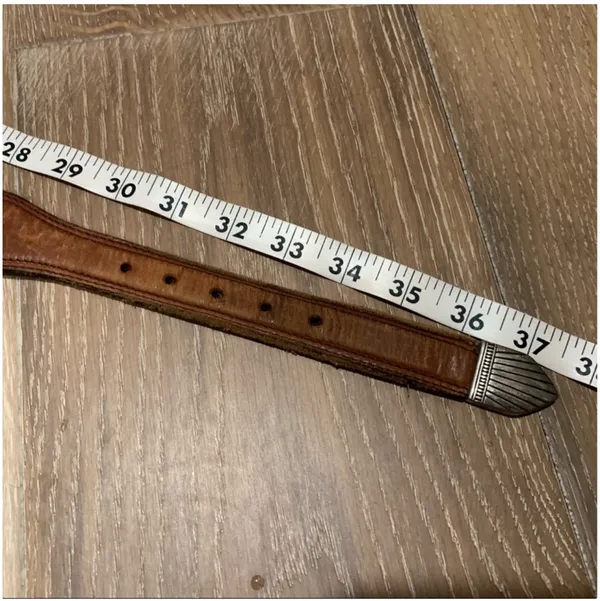 Vintage wester leather belt Brown Size M - Image 10