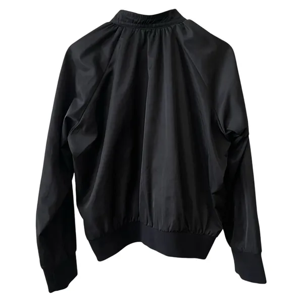 FREE PEOPLE Black Midnight Satin Full Zip Oversized Bomber Jacket L - Image 12