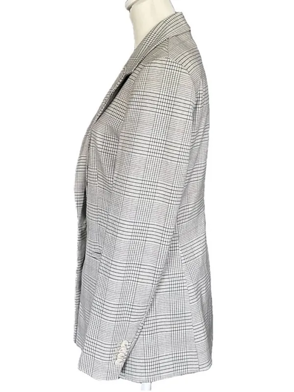 H&M Glen Plaid Single Button Notch Lapel Suit Jacket Lined Blazer Size Small - Image 3