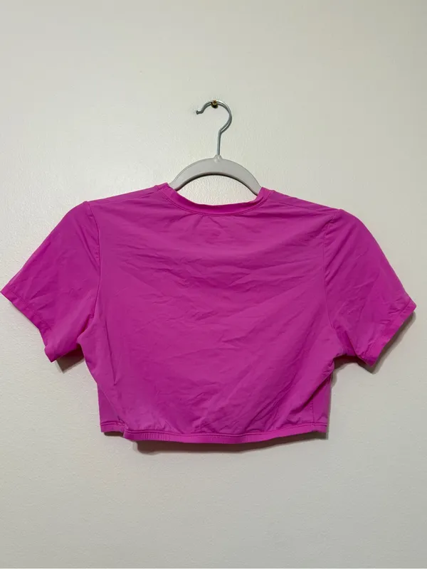 Skims Fits Everybody Super Cropped T-Shirt Pink Size Large - Image 4
