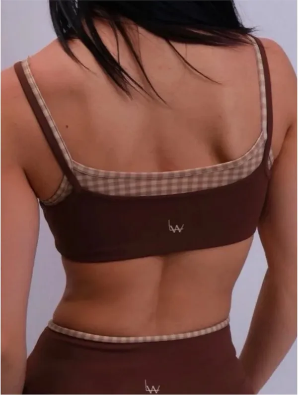 LW Active Saddle Brown Gingham Sports Bra - Image 2