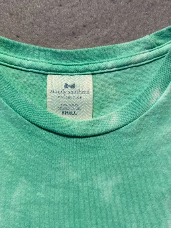 Simply Southern Blue Green Tie‑Dye Tee Small “Sunshine State of Mind” Jeep - Image 6