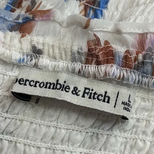 Abercrombie & Fitch Smocked Puff Sleeve Midi Dress Floral Coquette Cottagecore L - Image 9