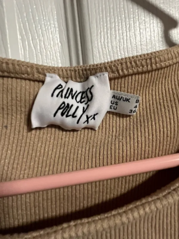 Princess Polly Crop Top Short Sleeve Tan - Image 3