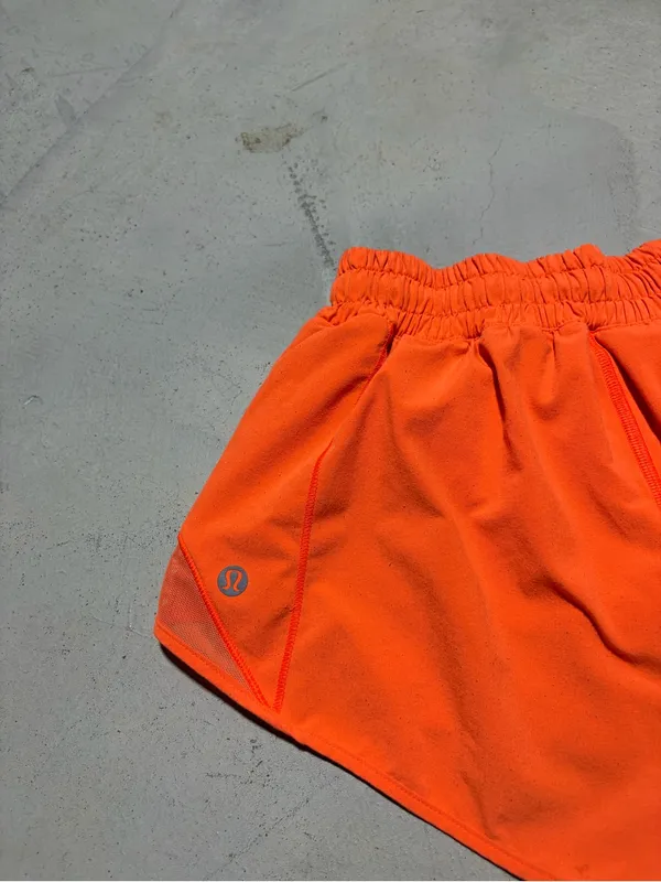 lululemon athletica Women's Neon Orange Athletic Shorts 4 - Image 8