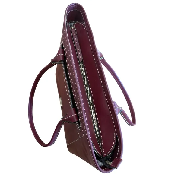 Dooney & Bourke Beacon Collection Matte Bordeaux Vacchetta Leather Shoulder Bag - Image 3